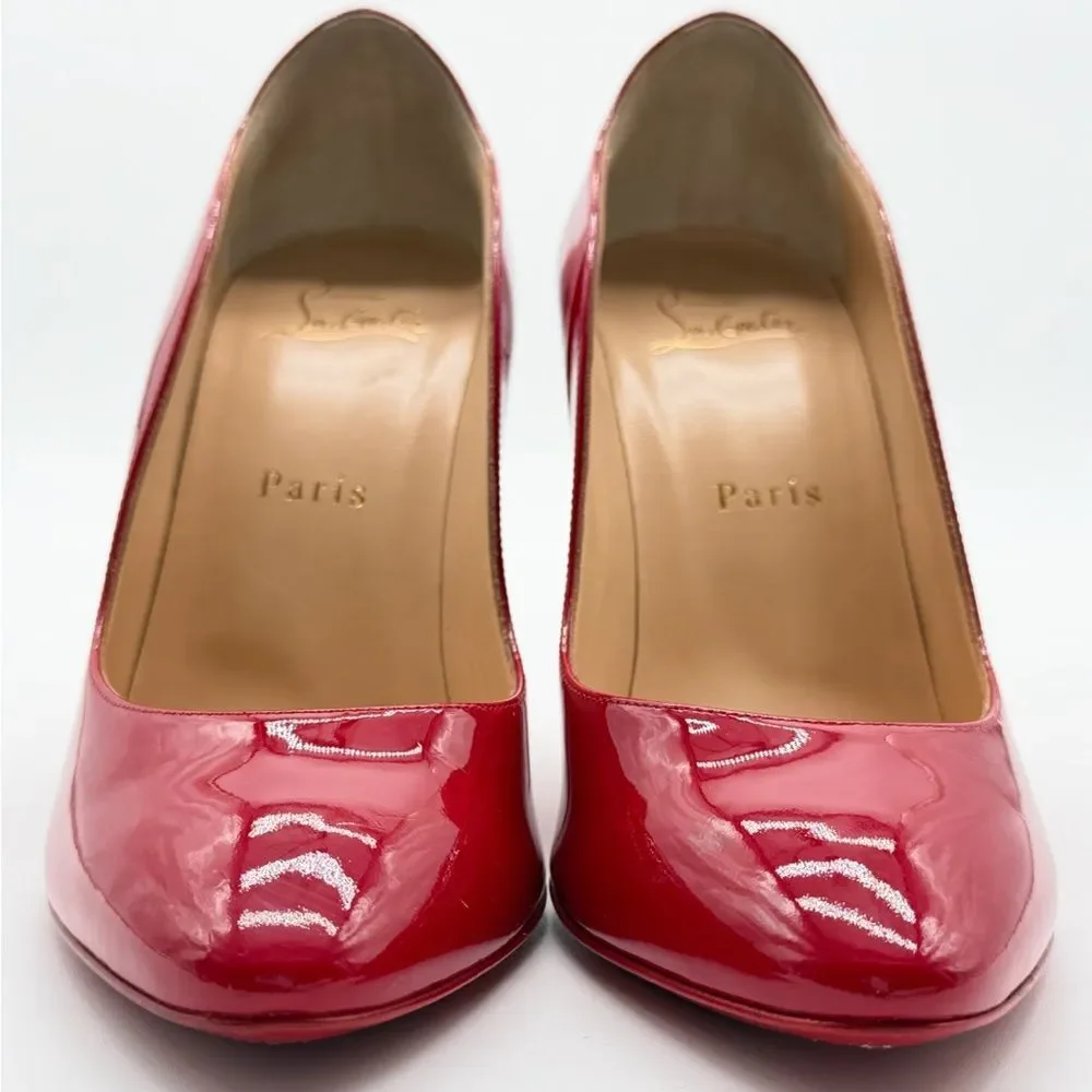 Christian Louboutin Tanja 100 Wedge Heel Pump Patent Leather Red EU 38 US 8